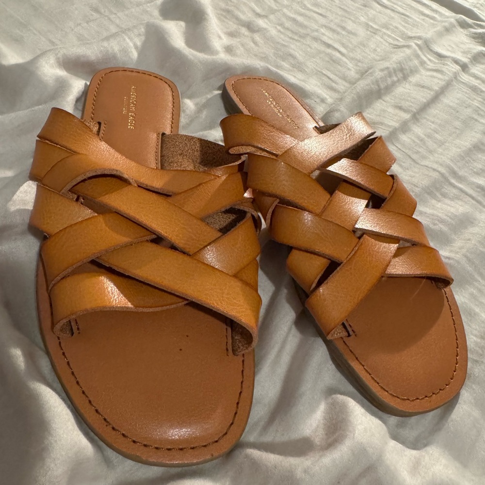 American Eagle Outfitters Tan Crisscross Sandals